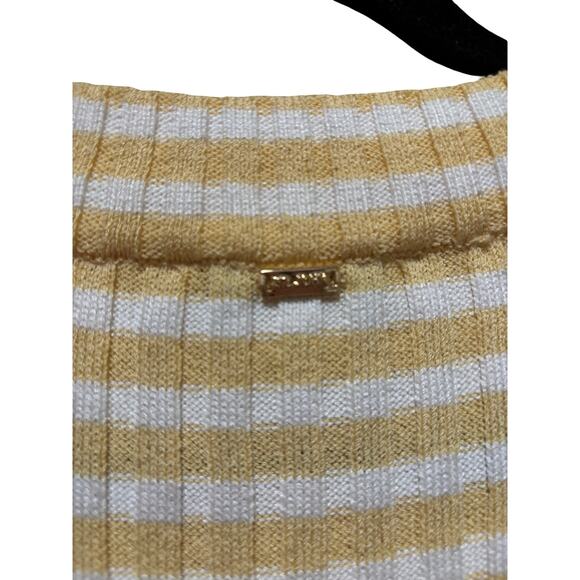 St. John Sport by Marie Gray Yellow White Striped Knit Tank Top  M/L Wool Blend - Picture 5 of 6